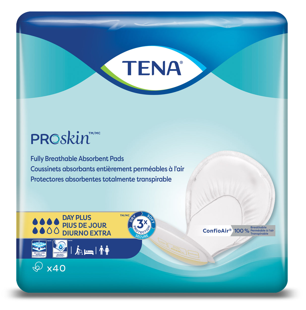 TENA® ProSkin Day Plus, Fully Breathable, Large Absorbent Pads - Case of 80