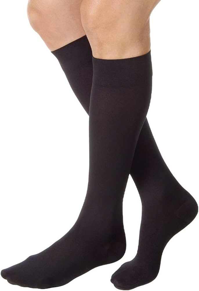 PR/1 JOBST Opaque Knee High Stockings, Closed Toe, Medium, Black, 20-30 mmHg