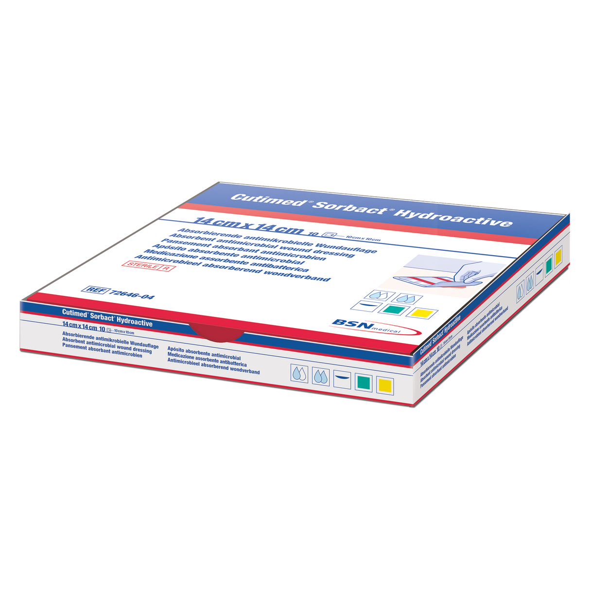 BX/10 CUTIMED SORBACT HYDROACTIVE ANTIMICROBIAL DRESSING 19CM X 19CM (PAD 15CM X 15CM)