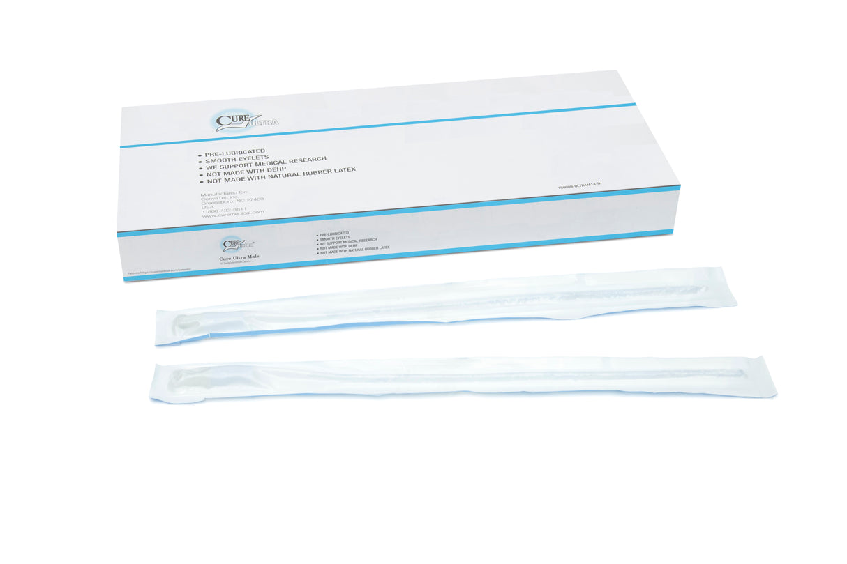Cure Ultra™ Intermittent Pre-lubricated Urinary Catheter for Males - Box of 30
