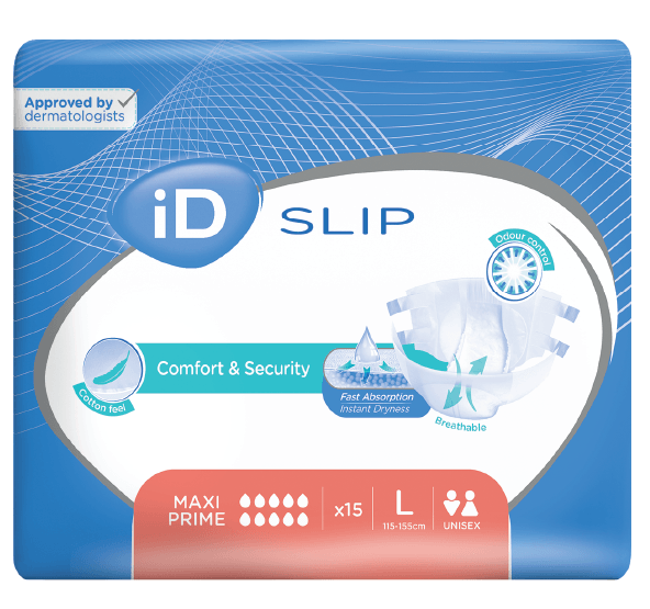 CS/3 (15/PKG) ID SLIP TBS MAXI PRIME, LARGE, (45"-61"), 4880 ML ABSORBENCY.