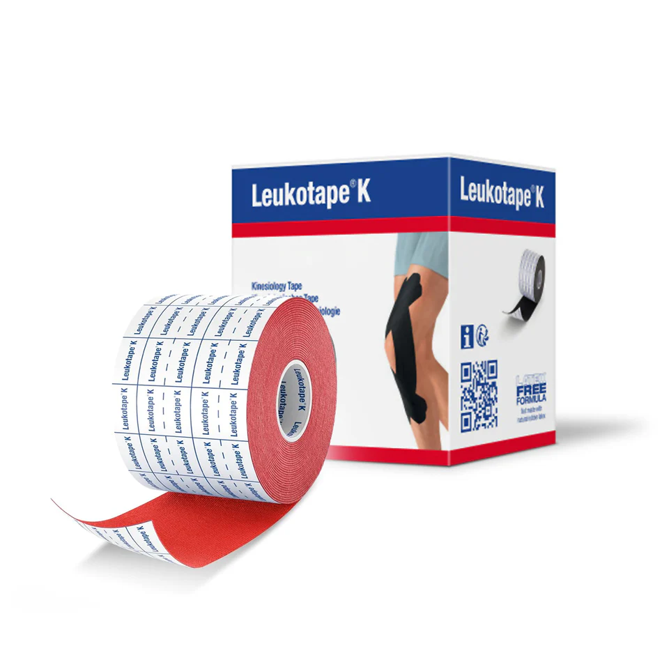Leukotape K - Elastic Adhesive Tape, 5cm x 5m, Red - 1 Box