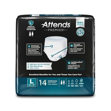 Attends Premier Underwear, Large - 4 Bags of 14