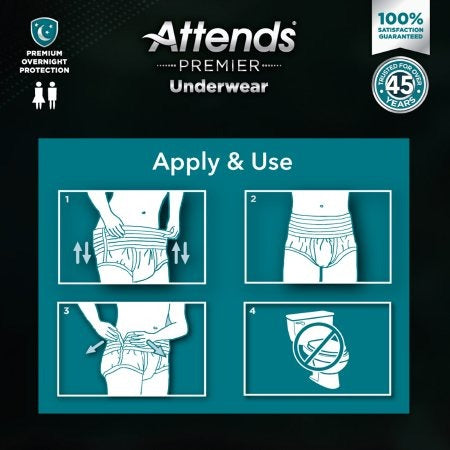 Attends Premier Underwear, Large - 4 Bags of 14