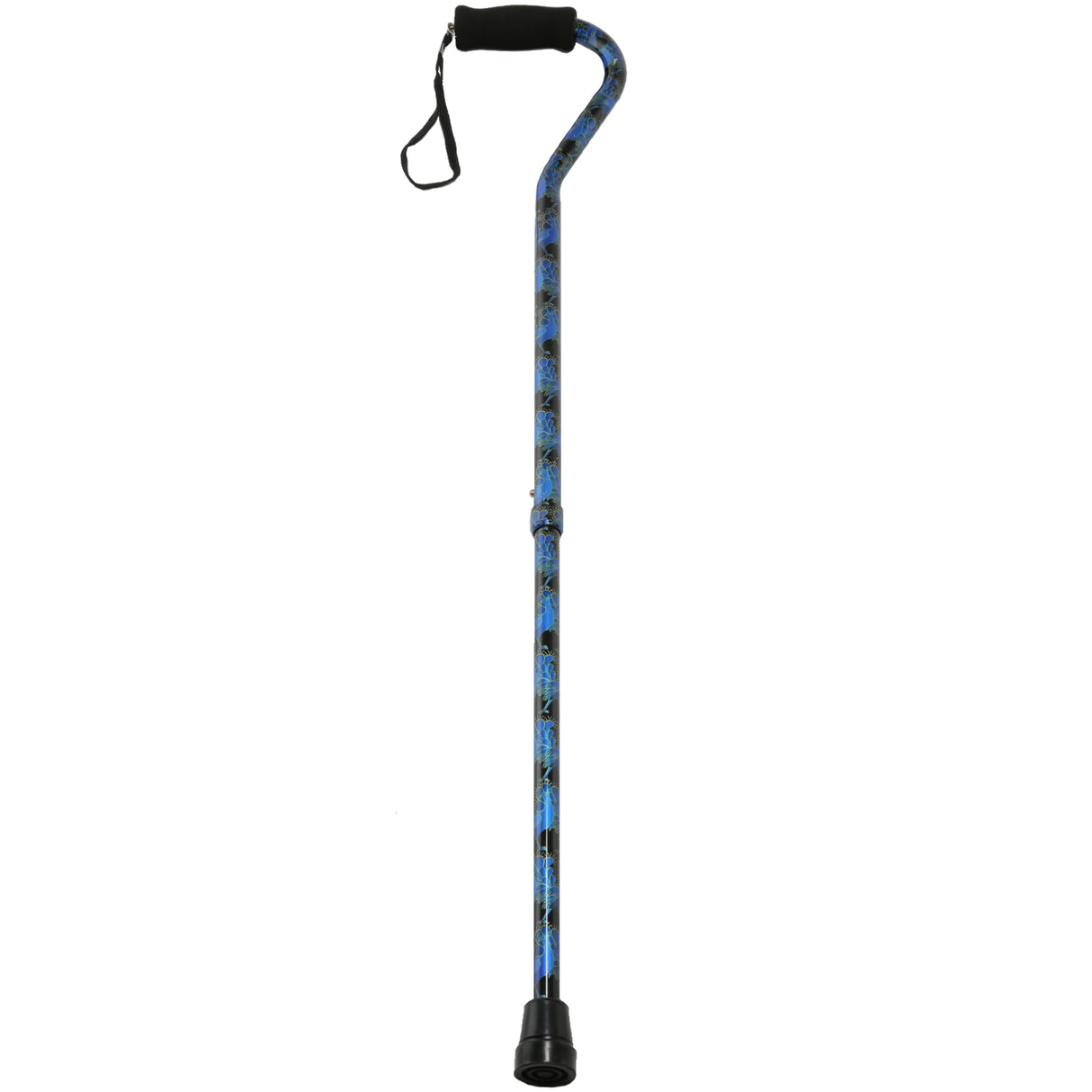 AIR 514157 ADJUSTABLE OFFSET HANDLE ALUMINIUM CANE, BLUE PEACOCK