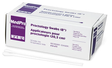 AMG 018-475 BX/100 PROCTOLOGY SWAB 8", NON-STERILE, LARGE, RAYON TIPPED, PLASTIC SHAFT