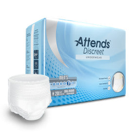 ATT ADUM15 43550 - Attends Discreet Underwear, Male, S/M - 4 bags of 20
