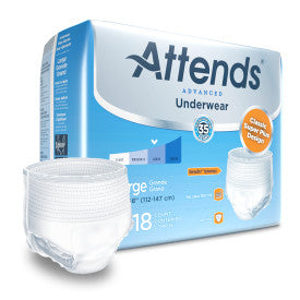 ATT APP0730 25032 - Attends Advanced Underwear, LARGE - Waist Size 44" - 58" - 4 bags of 18