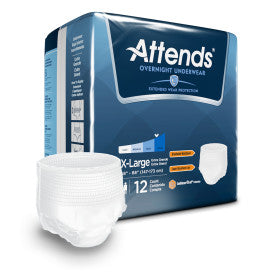ATT APPNT40 36596 - Attends Discreet Underwear Overnight, X-LARGE - Waist Size 48"- 64" - 4 bags of 12