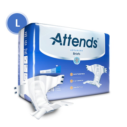 ATT DDC30 37736 - Attends Advanced Briefs, LARGE - Waist Size 44" - 58" - 3 bags of 24