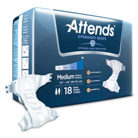 ATT DDEW20 43196 - Attends Extended Wear Brief, MEDIUM - Waist Size 32" - 44" - 4 bags of 18