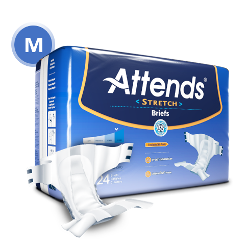 ATT DDSMR 41512 - Attends Stretch Briefs, MEDIUM/REGULAR - Waist Size 32" - 54" - 4 bags of 24