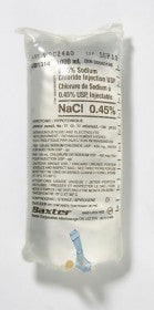 BAX JB1314 CS/12 NORMAL SALINE 0.45% SODIUM CHLORIDE 1000ML BAG FOR INJECTION