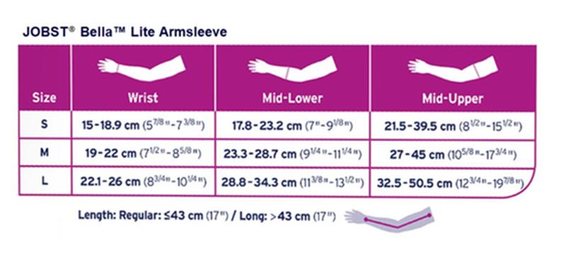 BSN 101334 EA/1 JOBST BELLA LITE READY-TO-WEAR ARM SLEEVE W/SIL DOT BAND, 20-30MMHG, SM, LONG, BEIGE