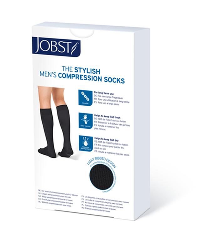 BSN 115068 PR/1 JOBST MEDICAL LEG WEAR, MEN, KNEE HIGH, RIBBED, 15-20MMHG, LG TALL, BLACK, CLOSED TOE