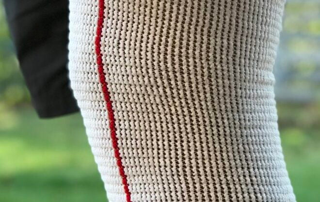 CD CA120L001 EA/1 EDEMAWEAR LYMPHEDEMA STOCKINET LARGE MAX LIMB CIRCUMFERENCE 115CM (46") LENGTH 60CM (24") KNEE TO GROIN, RED STRIPE, LONGITUDINAL COMPRESSION, LATEX-FREE