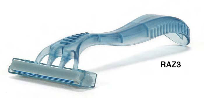 CHC 0036 BX/50 FACE RAZOR, TRIPLE BLADE, BLUNT HANDLE, LUBRICATING STRIP