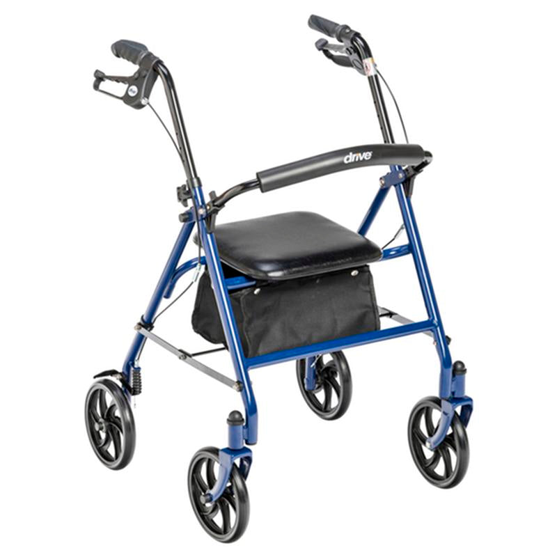 DM 10257BL-1 EA/1 Four Wheel Rollator Rolling Walker with Fold Up Removable Back Support, Blue
