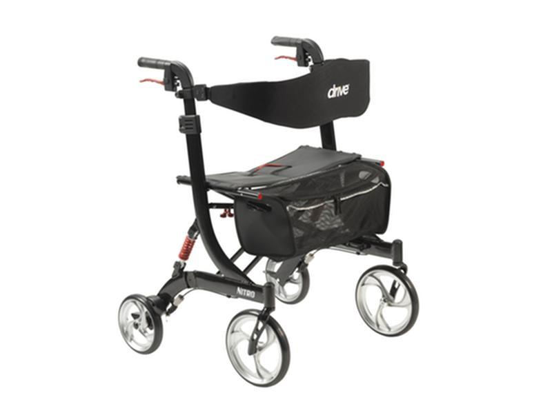 DM 10266HD-BK EA/1 Nitro Euro Style Rollator Rolling Walker, Heavy Duty, Black