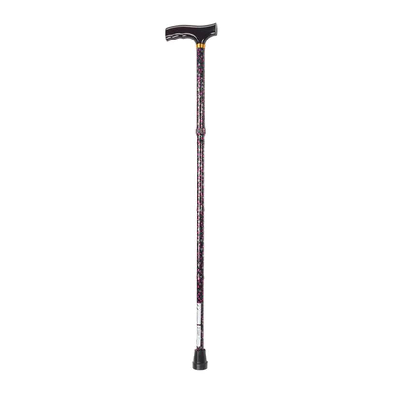 DM 10304BF-1 EA/1 Lightweight Adjustable Folding Cane with T Handle, Black Floral