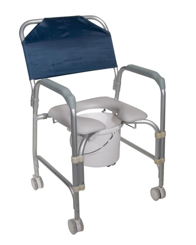 DM 11114KD-1 EA/1 Lightweight Portable Shower Commode Chair with Casters