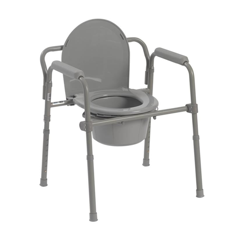 DM 11148-1 EA/1 Steel Folding Deep Seat Bedside Commode, Gray