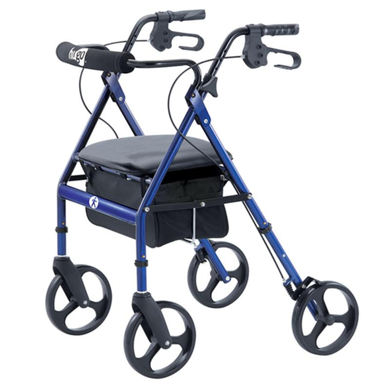 DM 700-957 EA/1 Portable Rollator Rolling Walker with Seat, Backrest and 8" Wheels, Blue