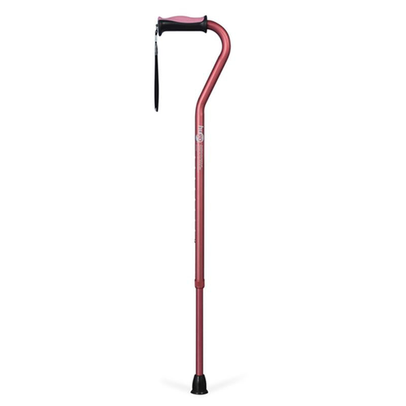 DM 731-446 EA/1 Adjustable Offset Handle Cane with Reflective Strap, Rose