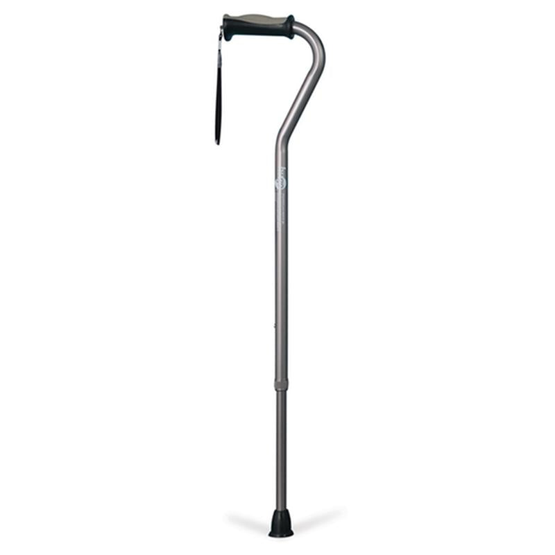 DM 731-452 EA/1 Adjustable Offset Handle Cane with Reflective Strap, Smoke