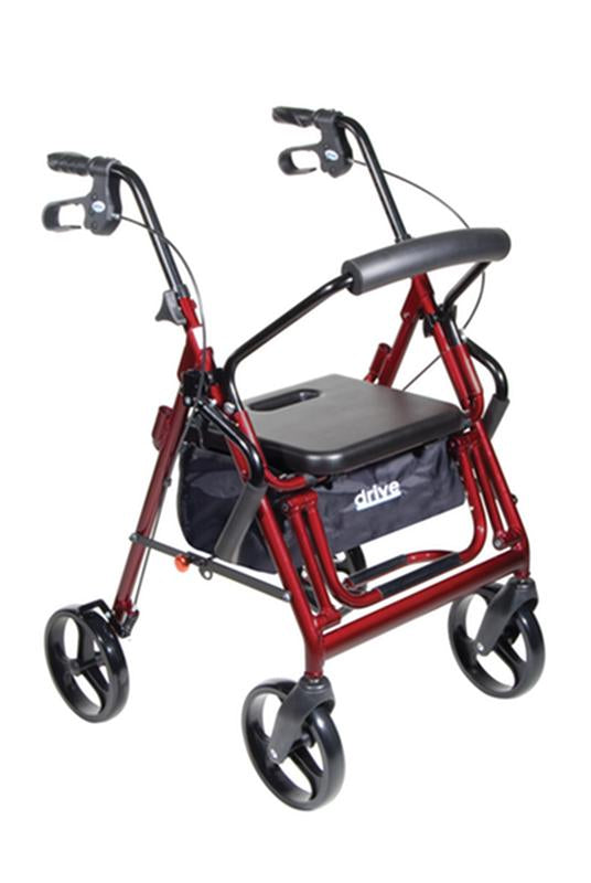 DM 795BU EA/1 Duet Dual Function Transport Wheelchair Rollator Rolling Walker, Burgundy