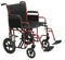 DM BTR20-R EA/1 Bariatric Heavy Duty Transport Wheelchair with Swing Away Footrest, 20" Seat, Red