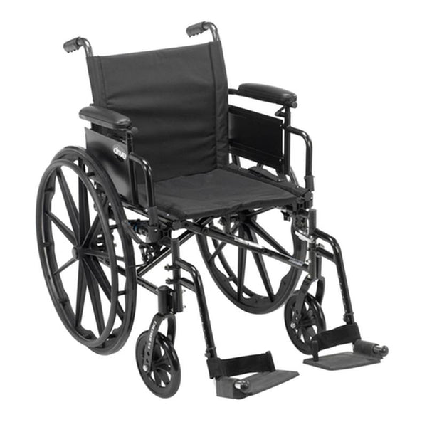 DM CX416ADDA-SF EA/1 Cruiser X4 Lightweight Dual Axle Wheelchair with Adjustable Detachable Arms, Desk Arms, Swing Away Footrests, 16" Seat