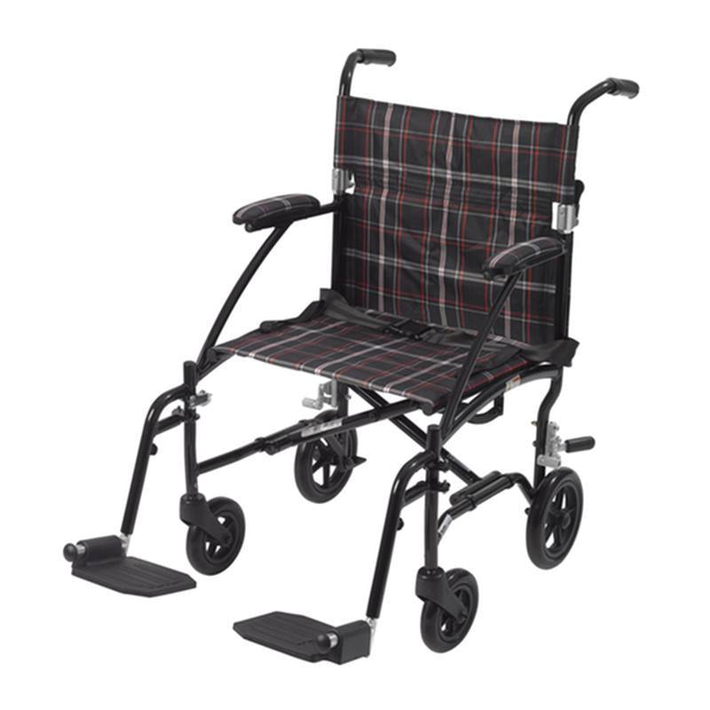 DM DFL19-BLK EA/1 Fly Lite Ultra Lightweight Transport Wheelchair, Black