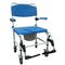 DM NRS185008 EA/1 Aluminum Bariatric Rehab Shower Commode Chair with Two Rear-Locking Casters
