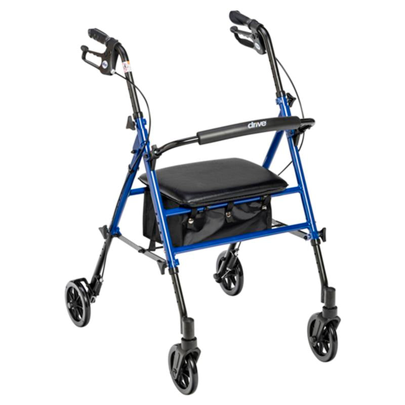 DM RTL10261BL EA/1 Adjustable Height Rollator Rolling Walker with 6" Wheels, Blue