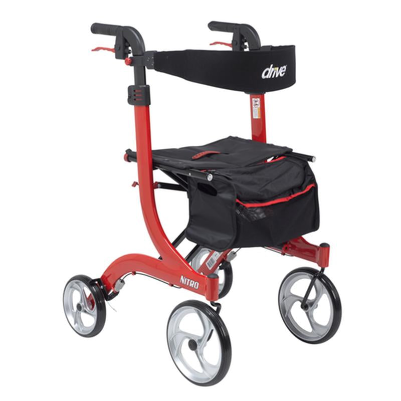 DM RTL10266-T EA/1 Nitro Euro Style Rollator Rolling Walker, Tall, Red