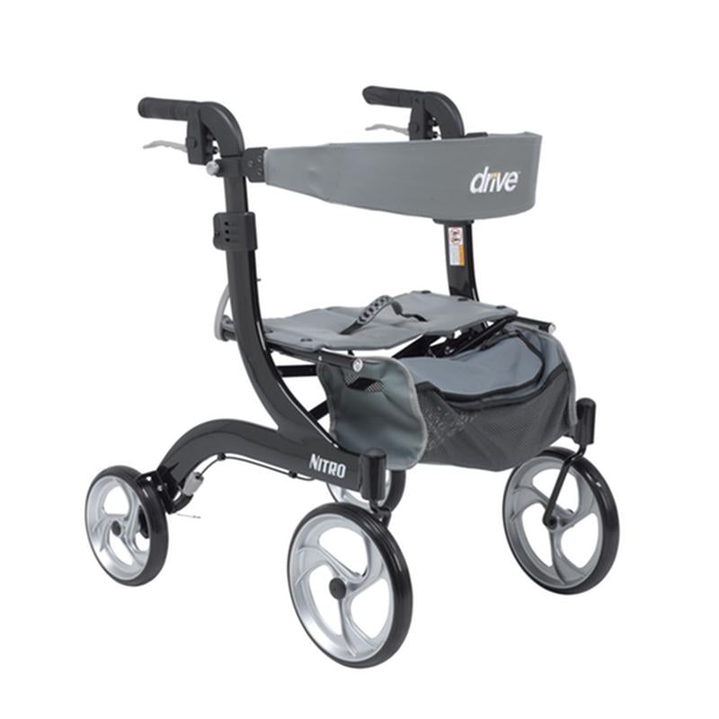DM RTL10266BK-H EA/1 Nitro Euro Style Rollator Rolling Walker, Hemi Height, Black