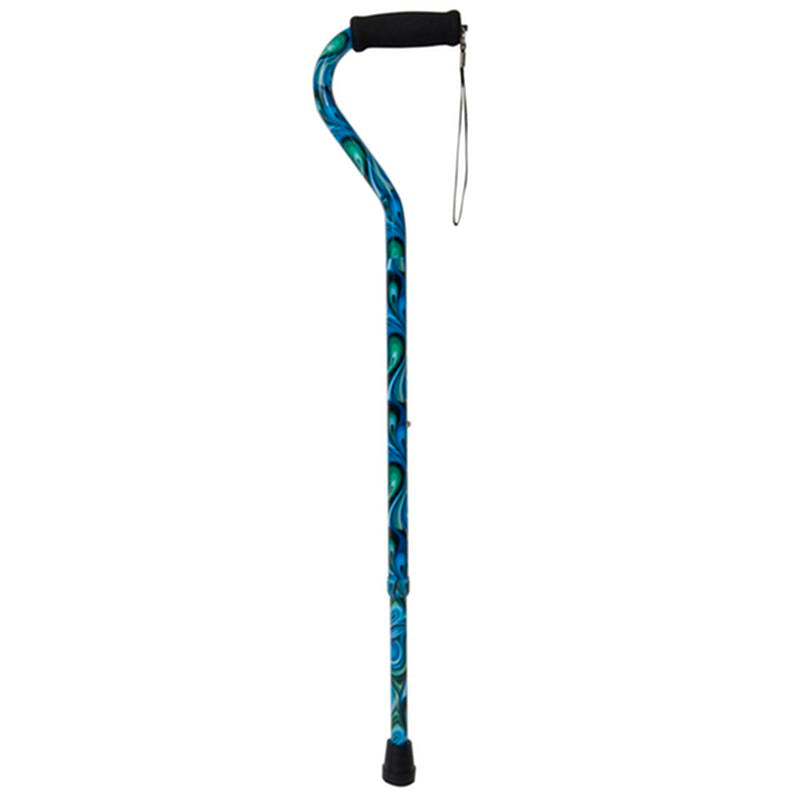 DM RTL10303SW EA/1 Foam Grip Offset Handle Walking Cane, Swirl