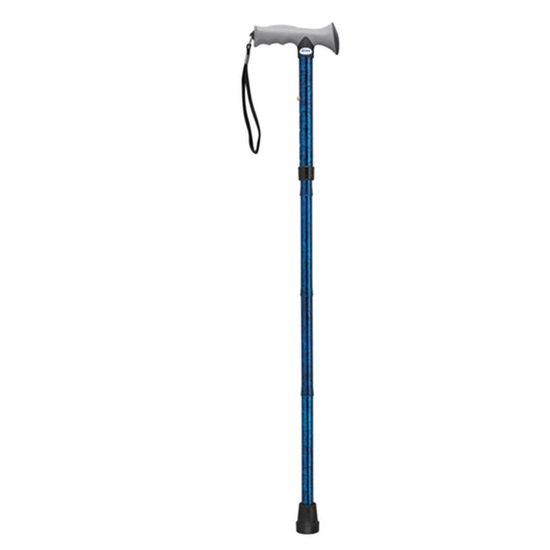 DM RTL10370BC EA/1 Adjustable Lightweight Folding Cane with Gel Hand Grip, Blue Crackle