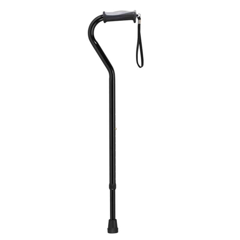 DM RTL10372BK EA/1 Adjustable Height Offset Handle Cane with Gel Hand Grip, Black