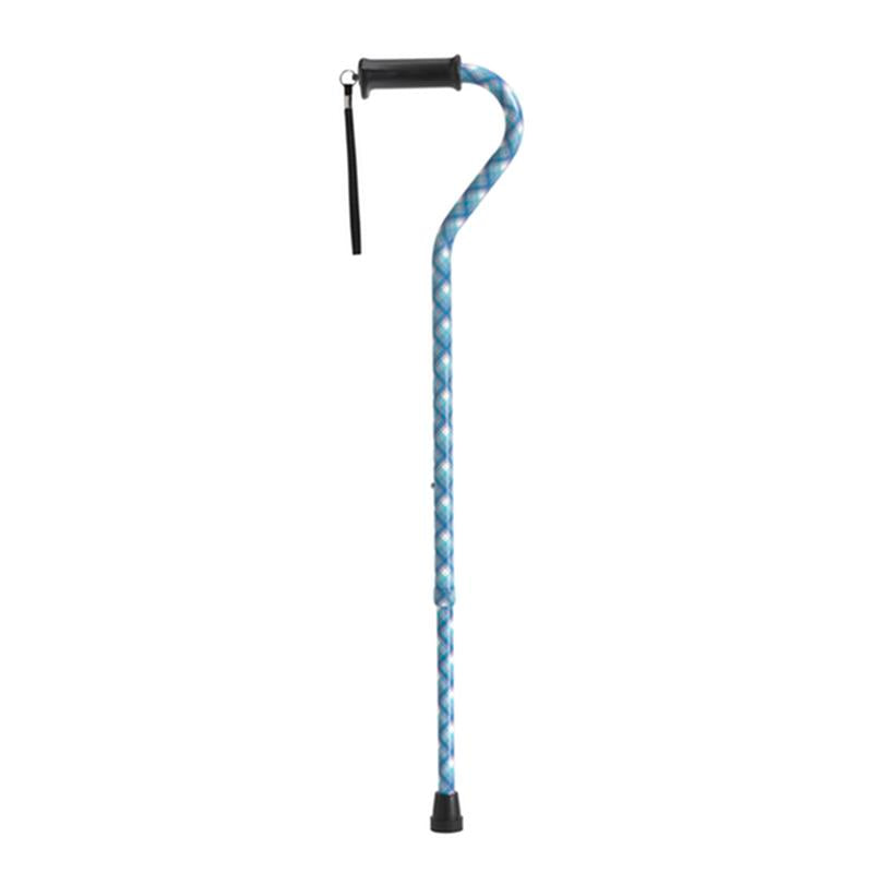 DM RTL10372PL EA/1 Adjustable Height Offset Handle Cane with Gel Hand Grip, Plaid