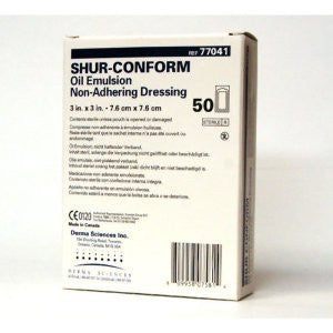 DUP 77041 BX/50 SHUR-CONFORMB= OIL EMULSION NON-ADHERING DRESSING - 3x3.