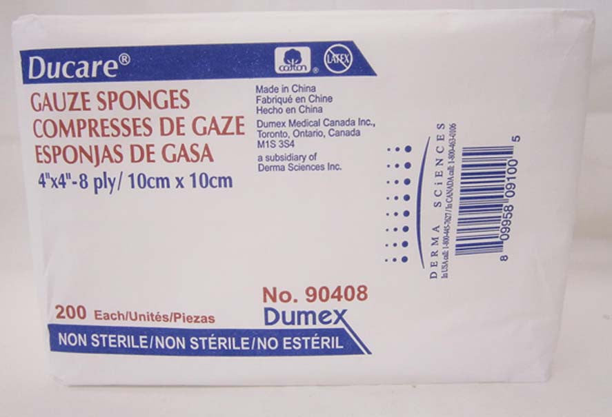 DUP 90412 PK/200 DUCARE WOVEN GAUZE SPONGE 4IN x 4IN, 12PLY, NON-STERILE