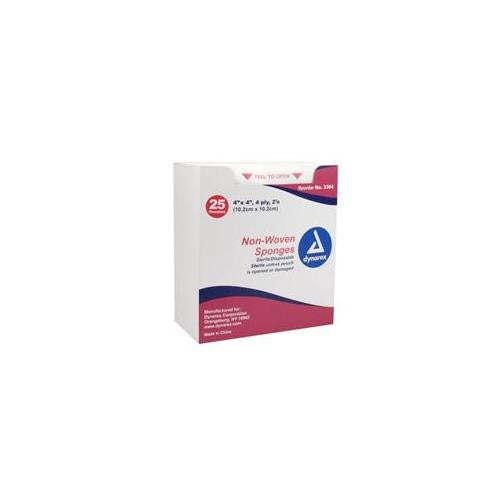 DYN 3364 BX/25 STERILE GAUZE SPONGE, 4IN X 4IN, 2'S, NON-WOVEN
