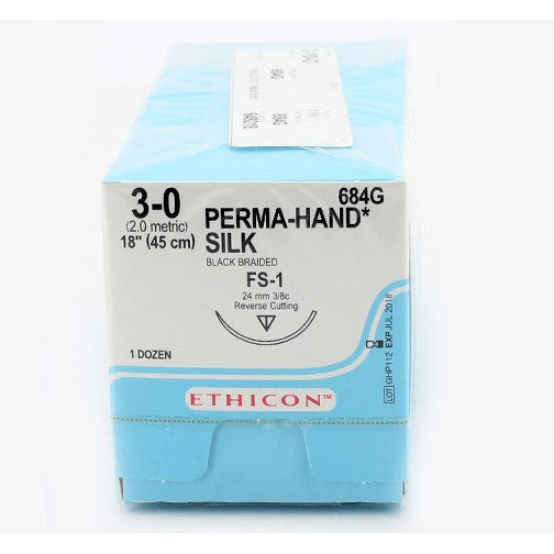 JNJ 684G BX/12 SUTURE CUTICULAR SILK 3/0