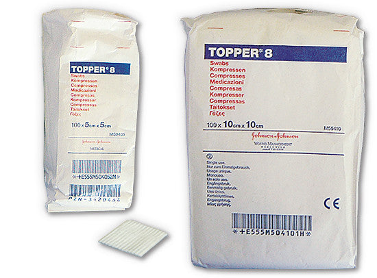 JNJ M50405 BX/100 TOPPER 8 SWABS, SIZE 5CM X 5CM (NON-STERILE)