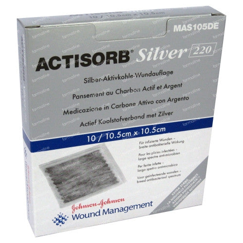 JNJ MAS105 BX/10 ACTISORB SILVER DRESSING, SIZE 10.5CM X 10.5CM