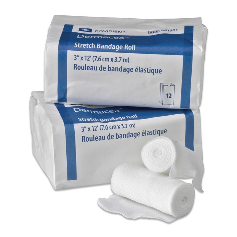 KND 441501 BG/12 DERMACEA NON STERILE STRETCH BANDAGE 3" X 4 1/10 YRDS.