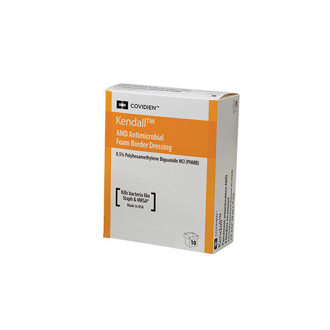 KND 55544BAMDX BX/10 AMD ANTIMICROBIAL BORDER FOAM DRESSING, 3.5IN X 3.5IN