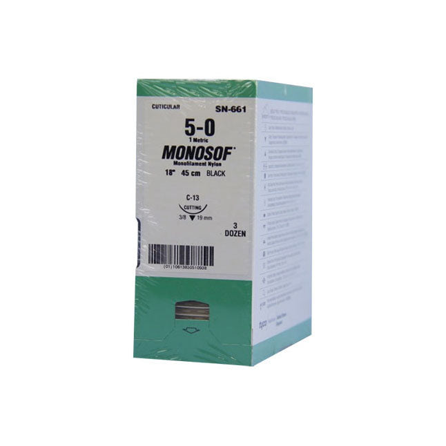 KND TYSN661 BX/36 MOSNOSOF DERMALON NON ABSORBABLE SUTURE,NYLON